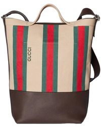 Gucci - Large Web Striped Top Handle Bag - Lyst