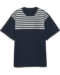 Prada - Oversized Striped Cotton T-Shirt - Lyst