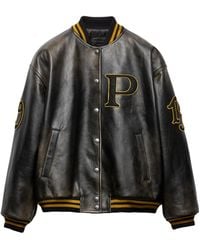 Prada - Leather Bomber Jacket - Lyst