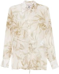 Semicouture - Floral Tie-Waist Shirt - Lyst