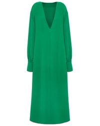 Valentino - V-Neck Long-Sleeved Dress - Lyst