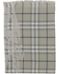 Burberry - Checked Frayed-Edeg Scarf - Lyst