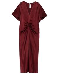 Victoria Beckham - V-Neck Gathered Midi Dress - Lyst