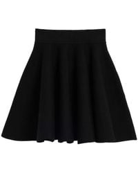 Ami Paris - Ami Ribbed Waist Flared Mini Skirt - Lyst