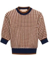 Marni - Textured Cropped Sweater With Puff Sleeves - Lyst