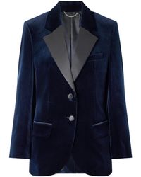 Victoria Beckham - Satin-Trimmed Velvet Blazer - Lyst