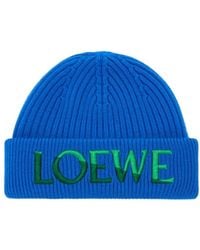 Loewe - Logo-Embroidered Ribbed-Knit Beanie Hat - Lyst