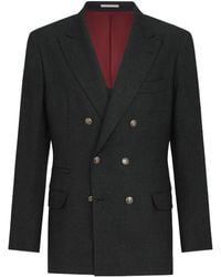 Brunello Cucinelli - Mouliné Virgin Wool Twill One-And-A-Half Breasted Deconstructed Blazer With Metal Buttons - Lyst