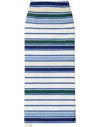 Rosie Assoulin - Striped Herringbone Cotton-Blend Midi Skirt - Lyst