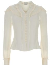 McQueen - V-Neck Ruffled Blouse - Lyst