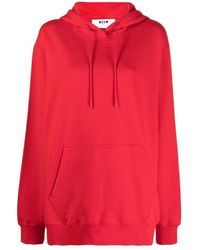 MSGM - Logo-Print Cotton Hoodie - Lyst