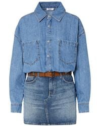 Liu Jo - Short Denim Dress With Belt - Lyst