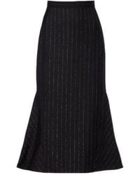 Erdem - Pinstripe Wool Midi Skirt - Lyst