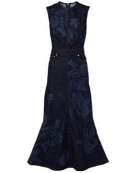 Erdem - Floral Denim Midi Dress - Lyst