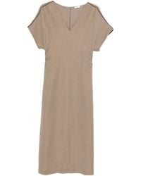 Brunello Cucinelli - V-Neck Short Sleeve Dress - Lyst