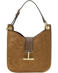 Tom Ford - Buckle Smooth Calf Suede Shoulder Bag - Lyst