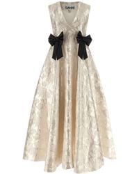 Ganni - 'Cloque V-Neck' Dress - Lyst