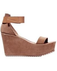Pedro Garcia - Suede-Textured Leather Wedge Sandals - Lyst