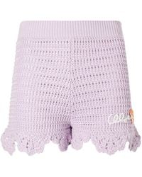 Chloé - Appliquéd Crocheted Cotton Shorts - Lyst