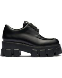 Prada - Monolith Brushed Leather Lace-Up Shoes - Lyst