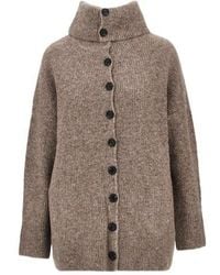 Emporio Armani - Boteh Capsule Ribbed-Knit High-Neck Cardigan - Lyst