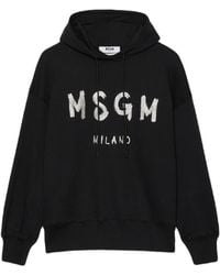 MSGM - Logo Printed Drawstring Hoodie - Lyst