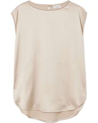 Brunello Cucinelli - Bead-Embellished Silk-Blend Satin Top - Lyst