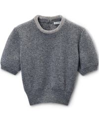 Alexander Wang - Short Sleeves Crystal Tubular Necklace T-Shirt Charcoal - Lyst