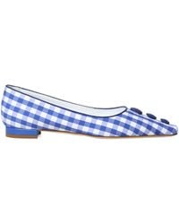 Manolo Blahnik - Gingham Button Flat Shoes - Lyst