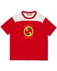Gucci - Interlocking G Logo-Print Cotton T-Shirt - Lyst