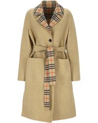 Burberry - Single Breasted Belted Reversible Coat - Lyst