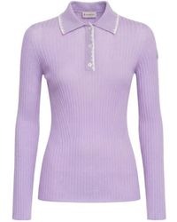 Moncler - Virgin Wool Long Sleeve Polo Shirt - Lyst