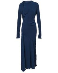 Victoria Beckham - Asymmetric Pleated Midi Dress - Lyst