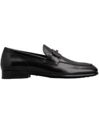 Tod's - Double T Plaque Almond Toe Loafers - Lyst