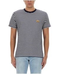 Woolrich - Logo Embroidered Striped T-Shirt - Lyst