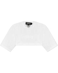 DSquared² - Logo Embossed Cropped T-Shirt - Lyst