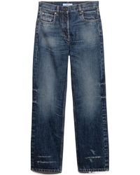 Prada - Straight-Leg Distressed Denim Jeans - Lyst