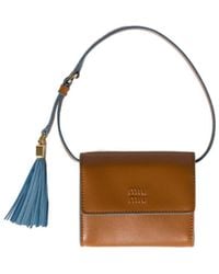 Miu Miu - Leather Wallet With Shoulder Strap - Lyst