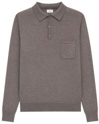 Saint Laurent - Wool Long-Sleeve Polo Sweater - Lyst