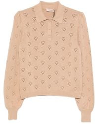 Twinset - Pointelle Polo Knitted Sweater - Lyst