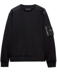 Prada - Logo Plaque Crewneck Sweatshirt - Lyst