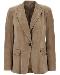 Brunello Cucinelli - Suede Blazer - Lyst