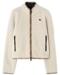 Burberry - Cropped Wool Cashmere Blend Fleece Jacket - Lyst