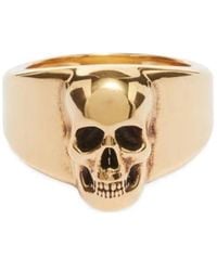 McQueen - Skull Signet Logo Detailed Ring - Lyst