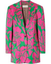 Dries Van Noten - Floral-Print Satin Blazer - Lyst