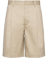 Prada - Pleated Knee-Length Shorts - Lyst