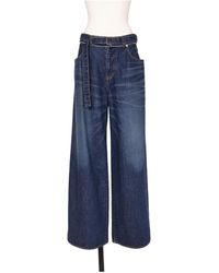 ■sacai■サカイ■ Mixed Media Belted Wide Leg Jeans ■デニム Sacai Mixed Media Belted Wide Leg Jeans in Blue | Lyst