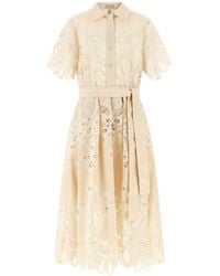 Elie Saab - Carving Embroidery Midi Dress - Lyst