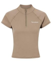Sporty & Rich - Print Stretch-Jersey Half-Zip T-Shirt - Lyst