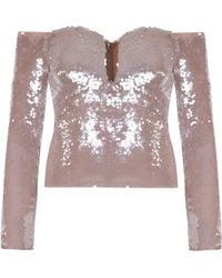 Self-Portrait - Sequin Off Shoulder Top - Lyst
